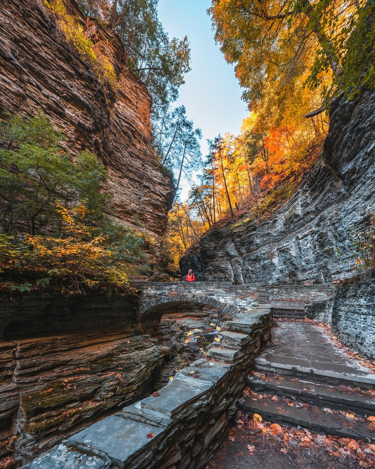 View of Rainbow Falls in Watkins Glen State Park