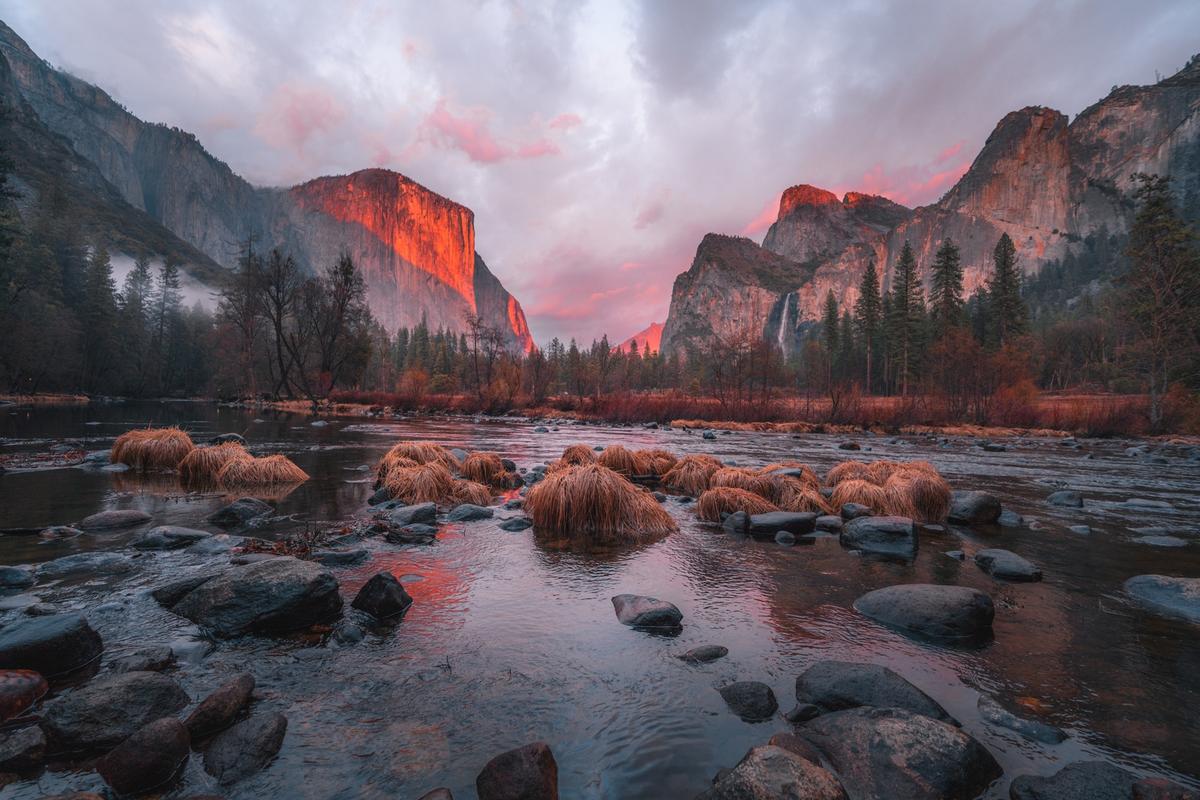 Valley view at sunset