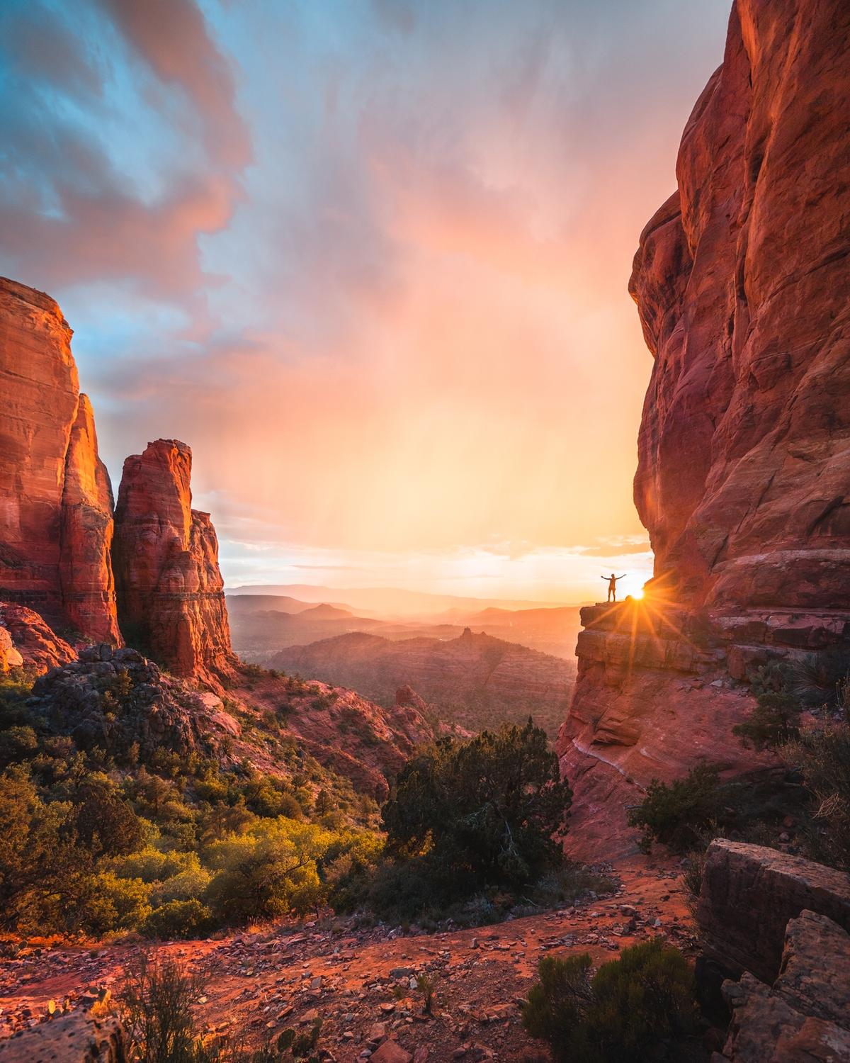 Sunflare with subject in Cathedral Rock