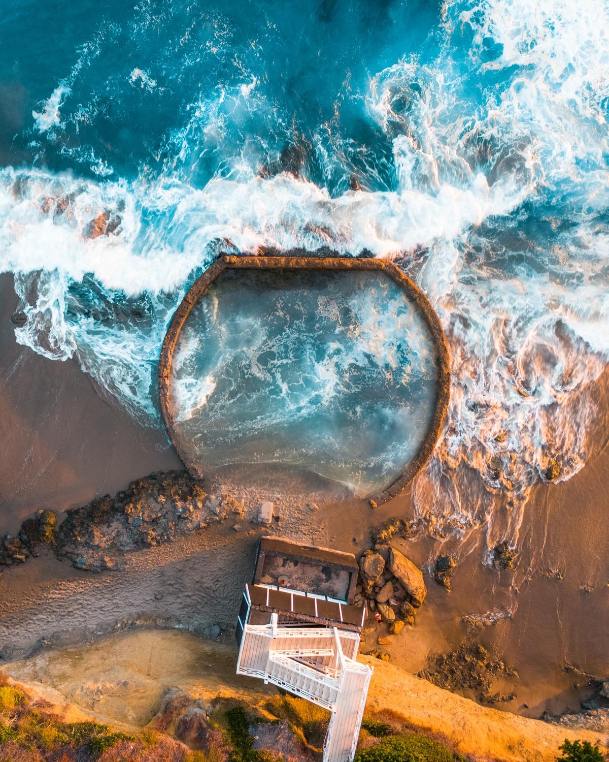 Aerial of the man made pool