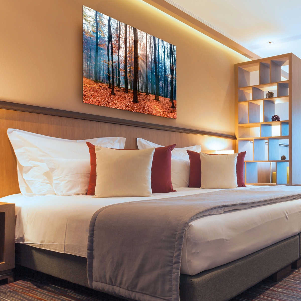 Metal print in bedroom