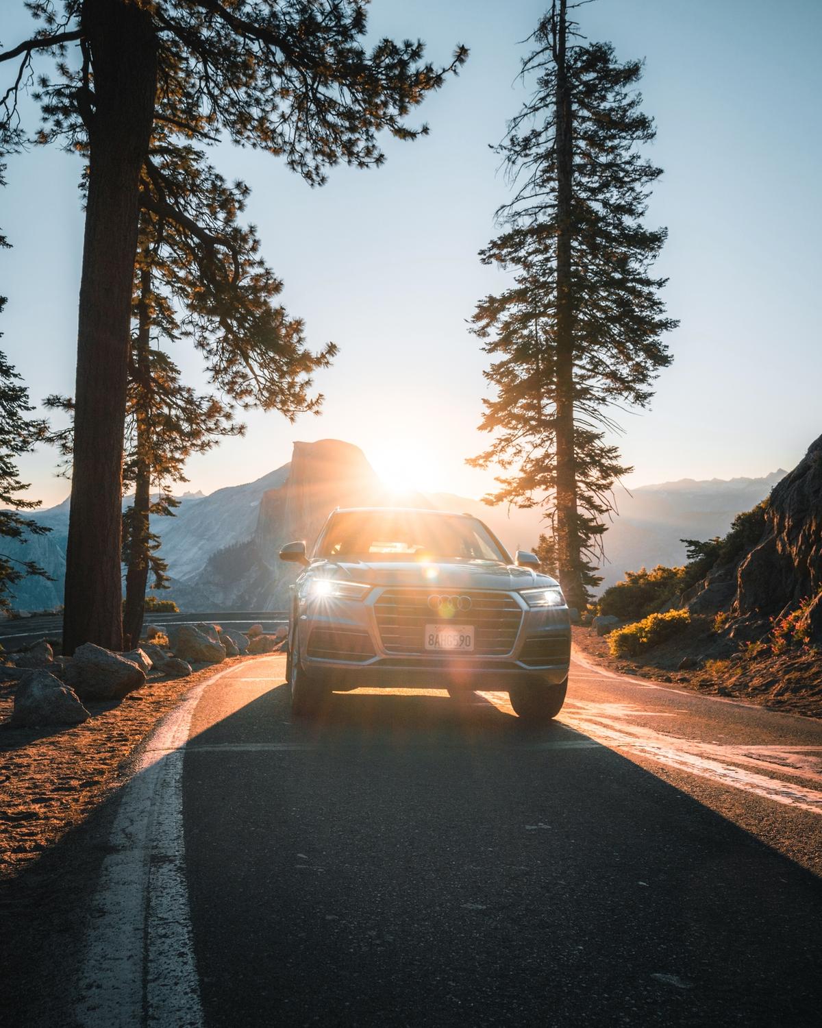 Car driving driving glacier point