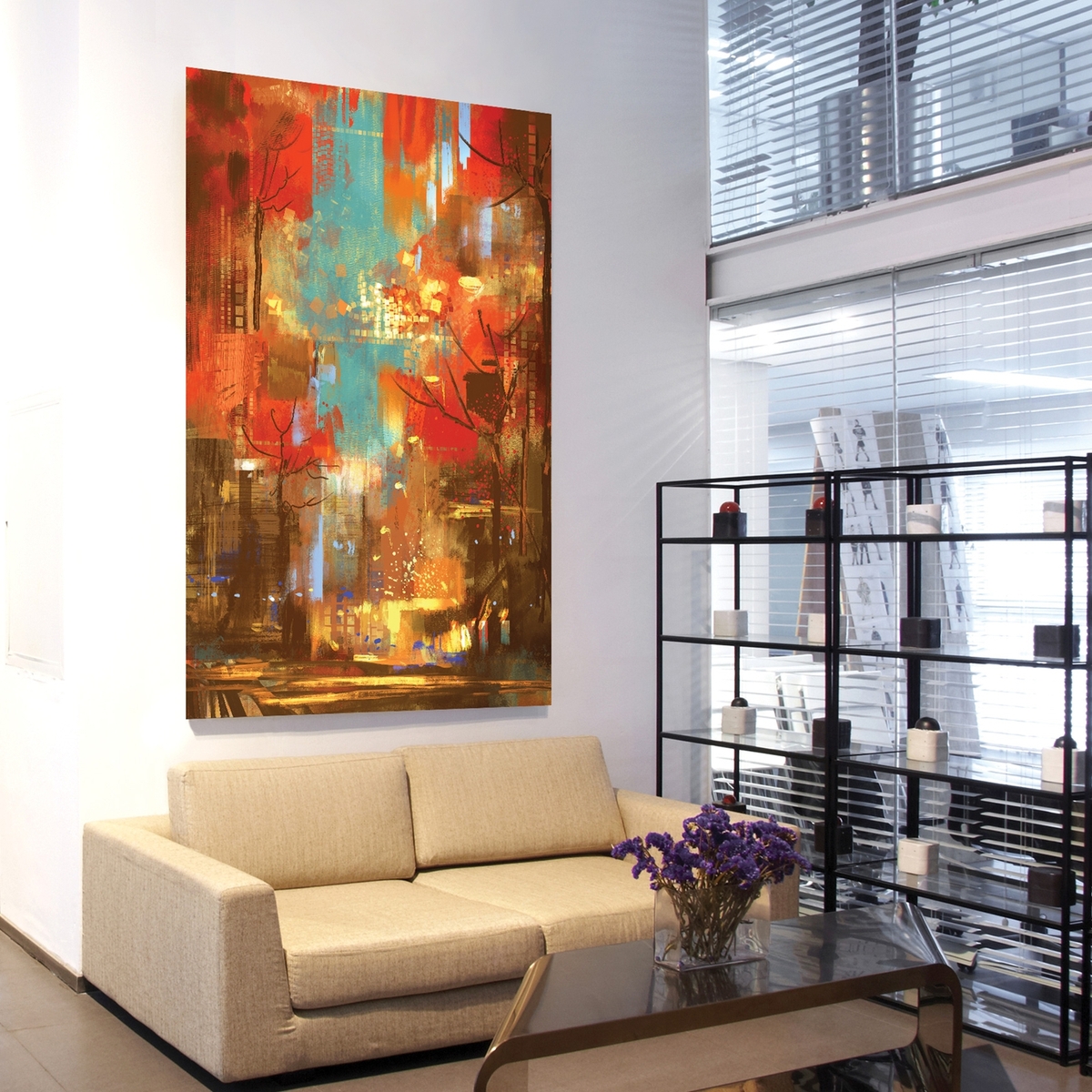 Metal print in office